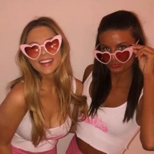 Heart shaped sunglasses pink/white